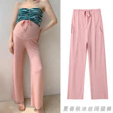 批发孕妇裤子2025春夏新款外穿高腰宽松冰丝休闲裤<b class='q'>打底裤</b>冰丝裤阔腿裤