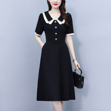 批发时尚洋气娃娃娃娃领修身显瘦大码女装胖mm长袖<b class='q'>连衣裙</b>子春秋季新款