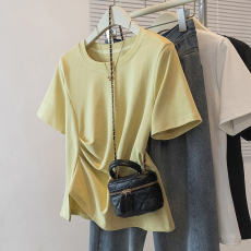 批发实拍<b class='q'>大码</b>女装<b class='q'>韩版</b>圆领流行短袖t恤夏胖妹妹宽松显瘦百搭减龄上衣