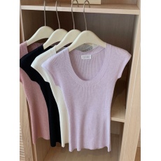 批发大u领系列T 简约修身显瘦<b class='q'>上衣</b>羊毛内搭短袖<b class='q'>打底</b>衫