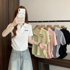 批发<b class='q'>实拍</b>2026夏装新款胖mm<b class='q'>大码</b>女时尚v领刺绣弧形收腰短袖T恤