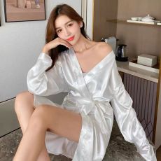 批发睡袍女春秋季<b class='q'>长袖</b>薄款性感仿真丝睡衣系带和服宽松<b class='q'>家居服</b>浴袍女夏