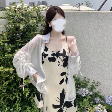 批发雪纺防晒衣女夏季吊带外搭披肩开衫外套<b class='q'>透明</b>小个子垂感衬衫上衣薄