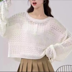 批发短款镂空防晒针织<b class='q'>空调</b>罩<b class='q'>衫</b>女春夏季新款宽松设计长袖上衣