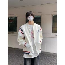 批发原版质量 美式复古潮牌学院风外套男条纹撞色夹克衫情侣运动棒球