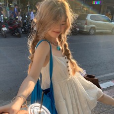 批发大码白色刺绣气质甜美少女感吊带<b class='q'>连衣裙</b>裤夏韩版纯欲吊带短裙外套