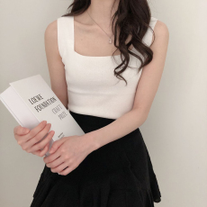 批发胖mm 韩版chic性感方形冰丝无袖针织短款打底套头小吊带背心纯色