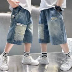 批发男童牛仔短裤<b class='q'>夏</b>季中大童宽松薄款七分裤<b class='q'>夏</b>款男孩休闲牛仔裤中裤
