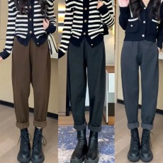 批发毛呢裤 加厚显瘦萝卜裤女冬装新款休闲裤高腰<b class='q'>哈伦</b>裤宽松老爹裤子