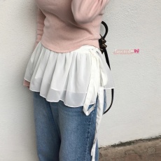 批发有货 韩国chic叠穿神器~法式气质一片式围裹蝴蝶结绑带半身裙屁帘