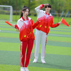 批发2025新款实拍短袖三件套情侣装班服潮服初高中运动会套装校服