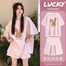 批发孕妇夏季新款休闲<b class='q'>运动</b>套装女夏季薄款宽松百搭短袖短裤两件套潮