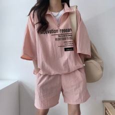 批发休闲运动服套装女夏季2026新款短袖短裤校园风可爱少女跑步两件