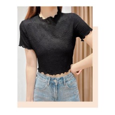 批发冰丝蕾丝打底衫女夏季别致短袖网纱<b class='q'>薄</b>款内搭吊带裙纱衣t恤上衣潮