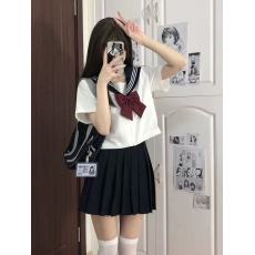批发jk<b class='q'>制服</b>套装原创正版日系绀色水手服夏季短袖基础款绀三本百褶裙