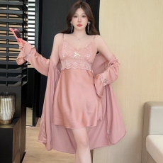 批发实拍性感睡衣女夏吊带睡裙睡袍两件套冰丝高级感带胸垫纯欲<b class='q'>家居服</b>