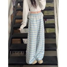 批发甜辣妹蕾丝边拼接休闲裤蝴蝶结裤子女夏季宽松松紧腰阔腿裤直筒裤