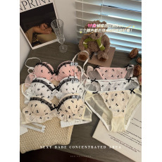 批发实拍实价<b class='q'>日系</b>蕾丝蝴蝶结内衣女小胸聚拢轻薄透气显小<b class='q'>文胸</b><b class='q'>套装</b>