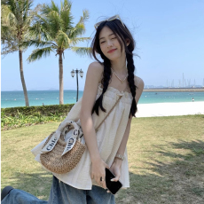 批发天猫抖音质量复古吊带背心夏季设计感小众<b class='q'>宽松</b>短款裙子娃娃衫上衣