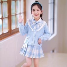批发<b class='q'>女童</b>学院<b class='q'>风</b>套装裙2026新款小女孩可爱洋气针织开衫裙子衬衫三件套