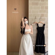 批发大量货，直贡呢面料女夏季新款法式茶歇小个子初恋收腰a字长裙