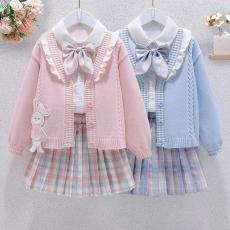 批发<b class='q'>女</b><b class='q'>童</b>jk套装裙秋季2026新款女孩学院风中大童<b class='q'>衬衫</b>外套百褶裙三件套