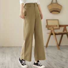 批发<b class='q'>高腰</b>阔腿裤女2026年春秋新款裤子宽松显瘦纯色百搭休闲直筒<b class='q'>九分裤</b>