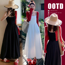 批发新款春夏赫本风气质显瘦孕妈吊带<b class='q'>连衣裙</b>+防晒开衫外套