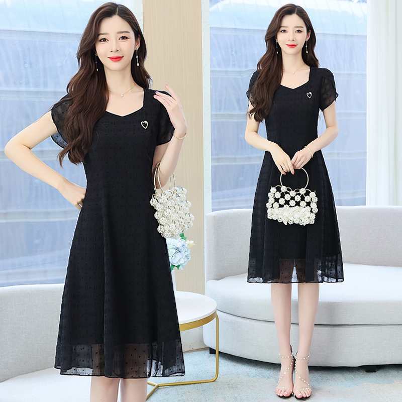 MY2101# 雪纺连衣裙子新款女夏季高端小个子洋气质轻奢高级女裝貨源服裝批發