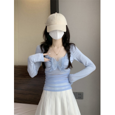 批发实拍实价 夏季新款法式网纱拼接立体蝴蝶结针织雪纺<b class='q'>t</b><b class='q'>恤</b><b class='q'>女</b>防晒衫