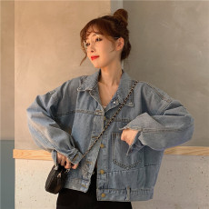 批发减龄气质设计感牛仔外套女宽松秋冬韩版大码百搭短款夹克上衣褂子