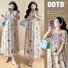 批发泡泡袖连衣裙<b class='q'>孕妇</b><b class='q'>连衣裙</b>甜美淑女雪纺夏季大码连衣裙