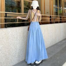 批发实拍 复古牛仔半身裙女秋<b class='q'>冬</b>新款高腰显瘦中长款a字包臀鱼尾大摆裙