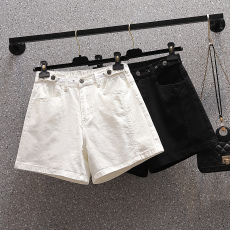批发实拍夏新款大码高腰软牛仔<b class='q'>短裤</b>女胖MM宽松弹力阔腿a字薄款热裤