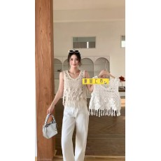 批发2026新款夏季针织镂空短款女外穿无袖薄款流苏<b class='q'>马甲</b>上衣设计感