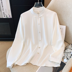 批发特大码300斤新中式长袖衬衫男女春夏冰丝盘扣衬衣搭配国风马面裙