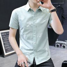 批发春夏季新款男士短袖衬衫修身商务休闲韩版衬衣潮流青少年棉质上衣
