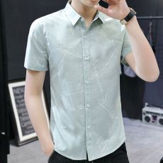 批发春夏季新款男士短袖衬衫修身商务休闲韩版衬衣潮流青少年棉质上衣