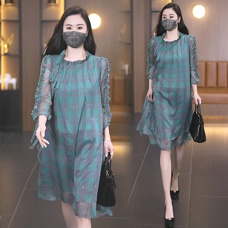MY3597# 高级感气质时尚连衣裙新款显瘦洋气减龄宽松遮肉裙子女裝貨源服裝批發