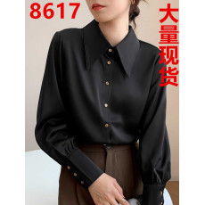 批发黑色高级感衬衫女上衣设计感小众职业公务员面试正装<b class='q'>工作服</b>衬衣