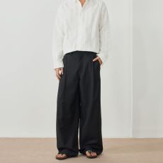 批发实拍西裤活褶剪裁宽松弯刀裤休闲长裤男女款baggy显瘦排扣阔腿裤