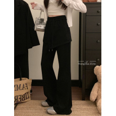 批发实拍实价  2026春季新款拼接屁帘假两件百搭微喇休闲<b class='q'>阔腿裤</b>