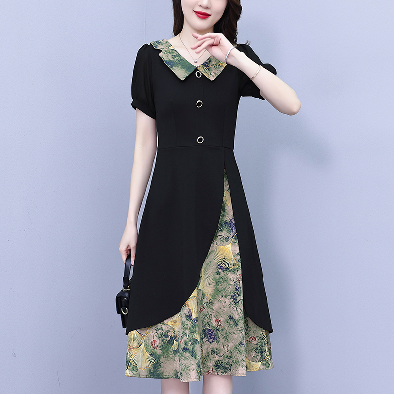 RY1558# 大码女装2026夏季胖mm不规则洋气显瘦简约碎花时尚连衣裙女阔太太