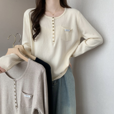 批发大码女装26春季新款遮肉显瘦半开领针织衫胖MM<b class='q'>通勤</b>宽松慵懒风上衣