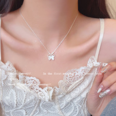 批发甜美气质猫眼石蝴蝶项链女轻奢小众高级感网红同款锁骨链颈链批发