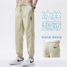 批发春夏季男新款男士休闲长裤子韩版潮流九分裤棉锦束脚休闲裤