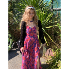 批发微胖花朵收腰荷叶边开叉修身吊带<b class='q'>连衣裙</b>夏氛围感显瘦温柔淑女长裙