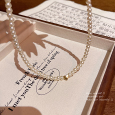 批发巴洛克复古简约珍珠项链女轻奢小众高级感爱心吊坠锁骨链颈链批发