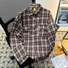 批发中年男装<b class='q'>长袖</b>衬衫纯棉格子春秋季宽松大码爸爸休闲父亲薄款衬衣女