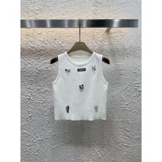 批发高品质25春季新款亮片装饰圆领套头针织短款无袖背心<b class='q'>修身</b>百搭上衣